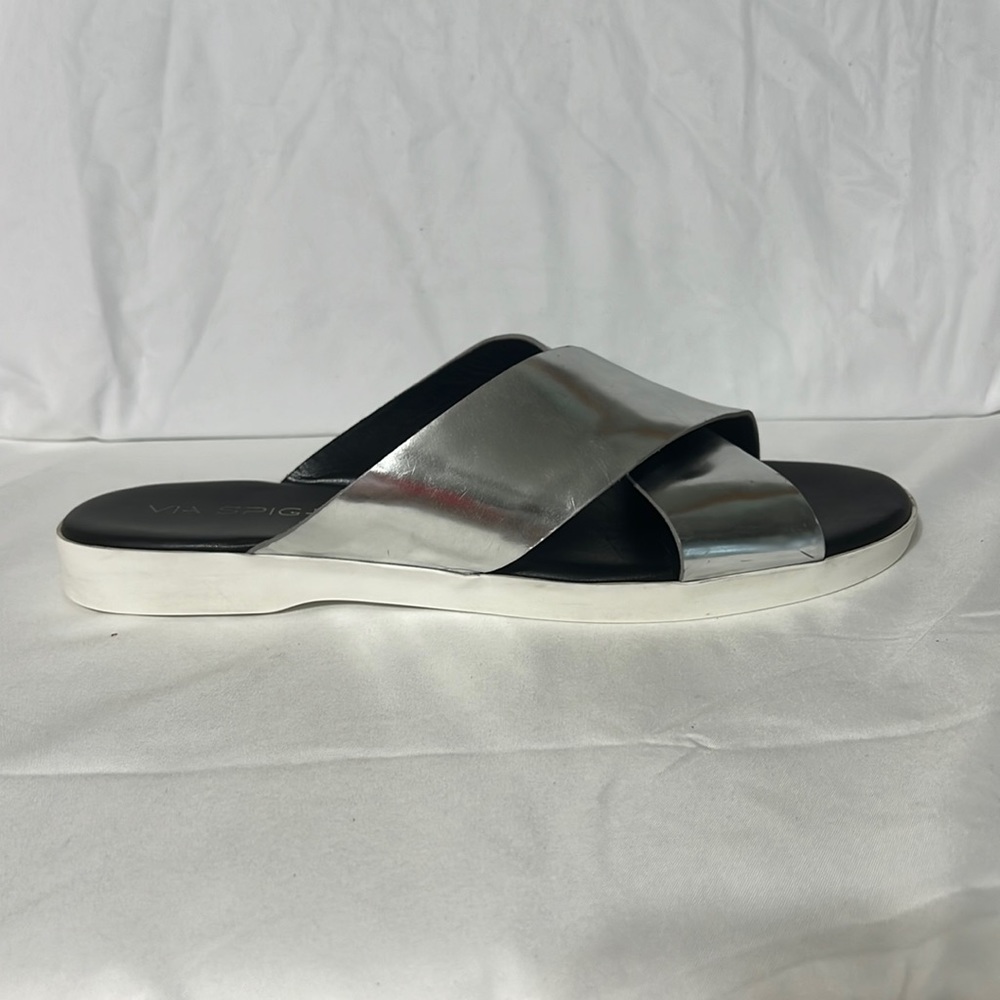 Via Spiga silver sandals size US 9M/ EU 39